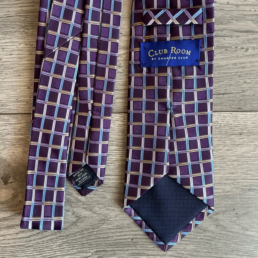 Club Room by Charter Club Mens Neck Tie Square Print Silk Workwear Dressy Formal